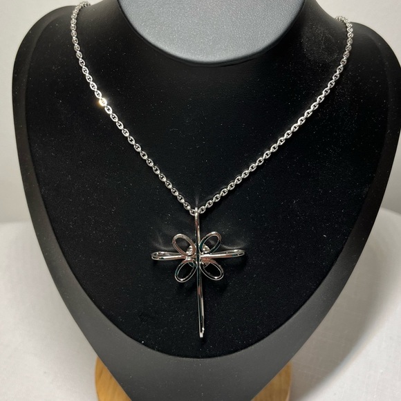 Vintage Silver-tone Cross Pendant Necklace and chain - Picture 2 of 3